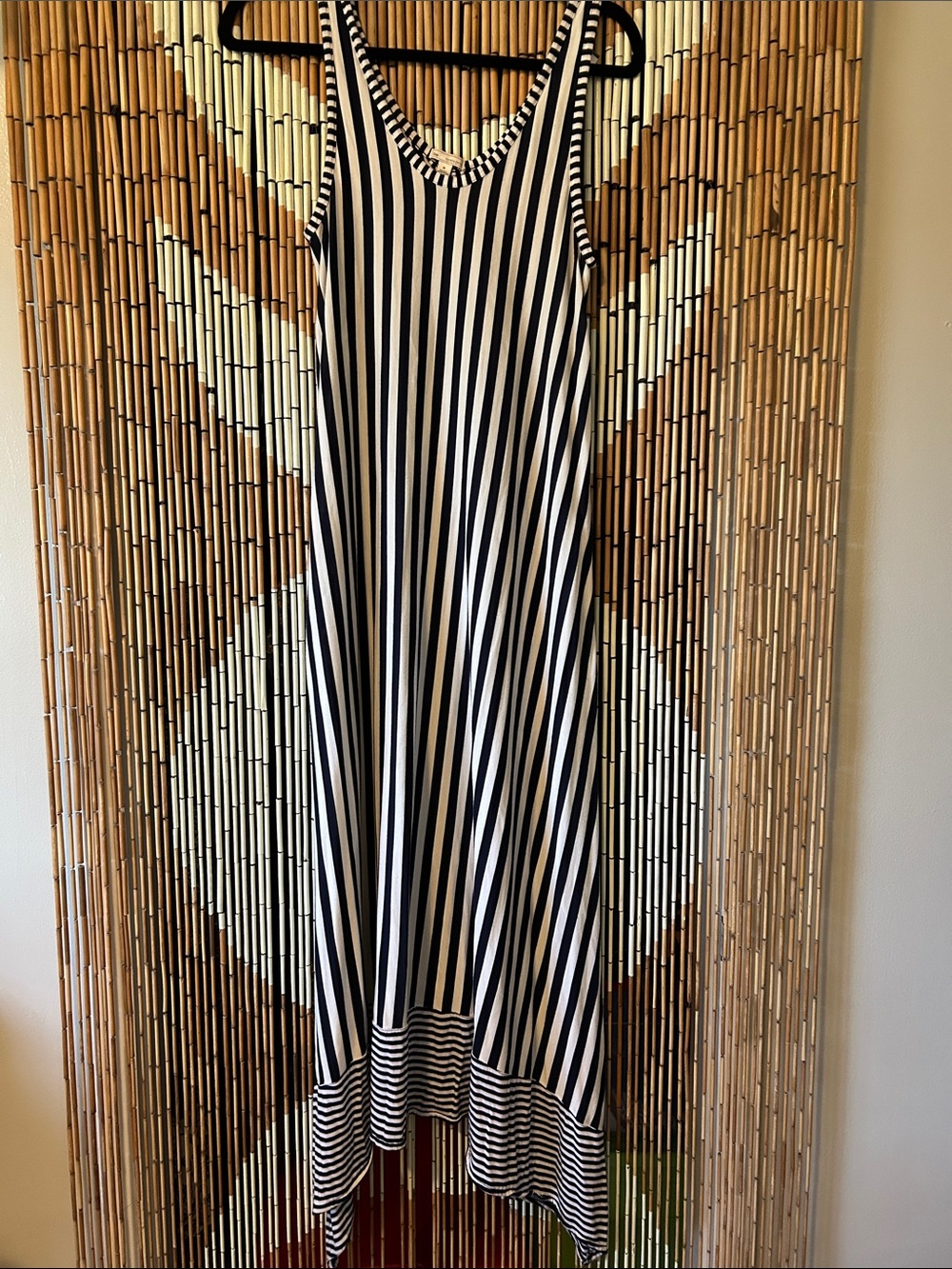 Gap Navy and White Striped Women's Dress with pockets
